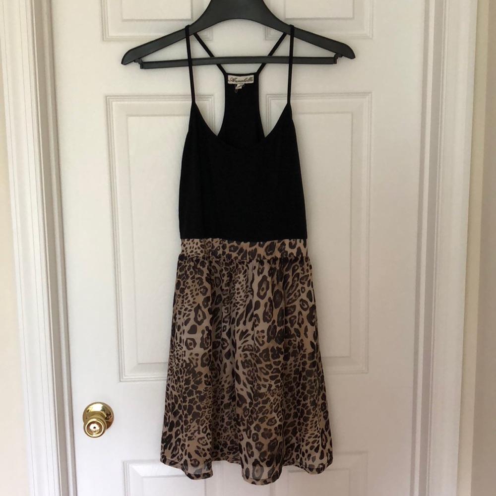 Black and leopard mini dress